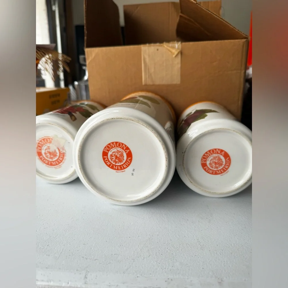 vintage Portmeirion Pomona ceramic canisters set of 3